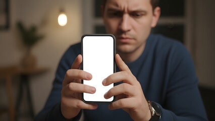 Man Using Smartphone in Indoor Setting.