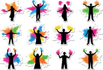 Festive Silhouettes Celebrating Holi A Burst of Colors and Joy