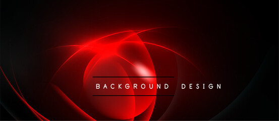 Dark red abstract background. Glowing curves create dynamic visual effect. Text reads background design. Modern, sleek presentation.