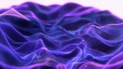 Abstract digital waves create a vibrant purple and blue mesh structure with glowing particle effects, representing data flow, networking, and futuristic technology - Powered by Adobe