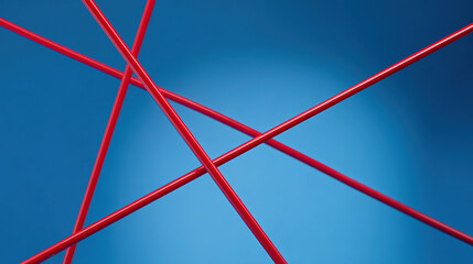 piercing. Sharp red lines piercing through calm blue geometric background. wellbeing guides, coaching materials, designed for mental health education and mindfulness programs.
