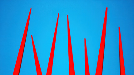 piercing. Sharp red lines piercing through calm blue geometric background. wellbeing guides, coaching materials, designed for mental health education and mindfulness programs.
