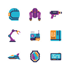 Futuristic Space Equipment With Blocky Minimal Shapes And Sci Fi Color Palette