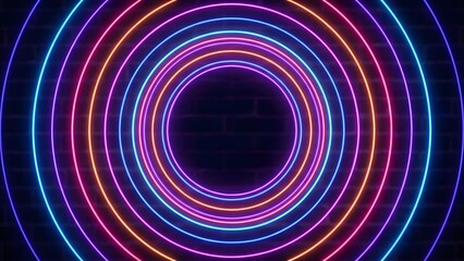 Colorful Neon Circular Light Pattern for Visual Design.