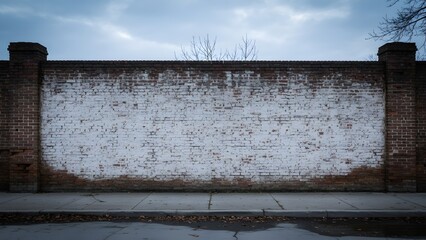 Old Weathered Brick Wall with Urban Street Scene.