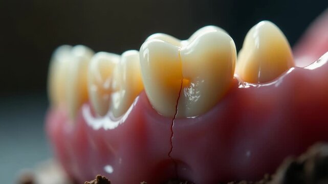 Video A close-up view of a tooth with a missing neighboring tooth