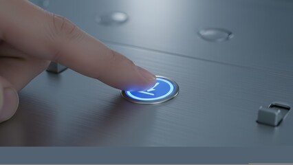 Close-Up of Person Pressing Power Button on Electronic Device.