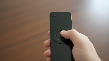 Close-up of Hand Holding Remote Control Device.