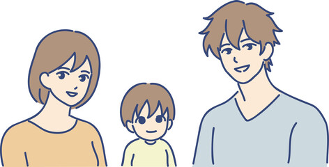 若い夫婦と幼児の家族　png