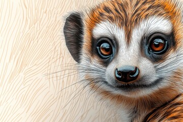 Curious meerkat portrait: minimalistic animal art for creative design