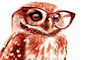 Minimalistic owl illustration with glasses perfect for reading and education themes