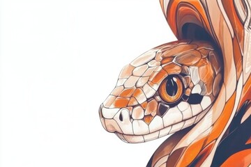 Minimalistic snake portrait with geometric pattern design