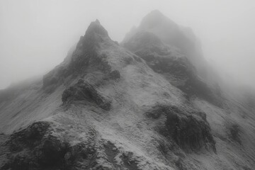 Minimalistic misty mountain range capturing tranquil natural beauty