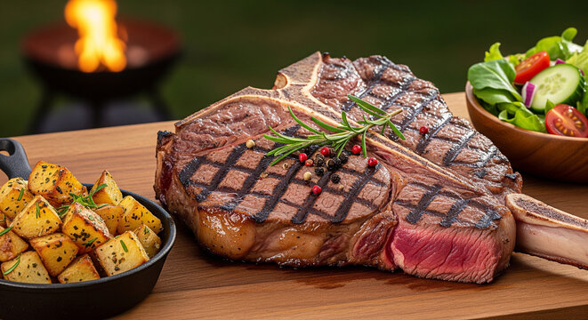 grilled steak with vegetables