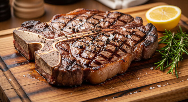 lamb chops on a wooden table