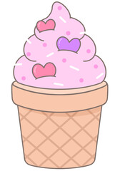 Valentine cute strawberry soft serve with heart topping