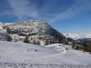 Simplon Pass, Switzerland in the winter.