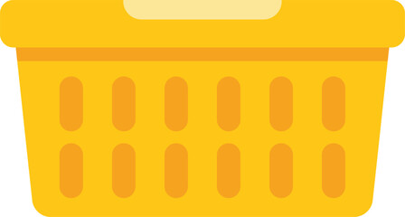 This yellow laundry basket is waiting to be filled with dirty clothes before going to the washing machine