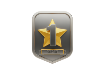A 3D icon of a scoring icon with a number, symbolizing a score and a ranking, with a star for a top score.