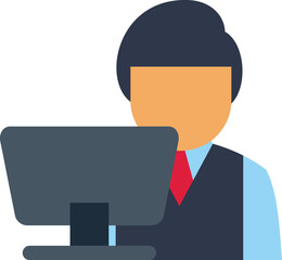 Businessman working on a desktop computer, focused on his tasks in a professional setting