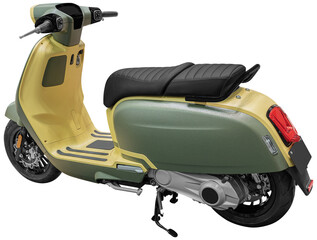 Green and yellow retro scooter © Ratchapon