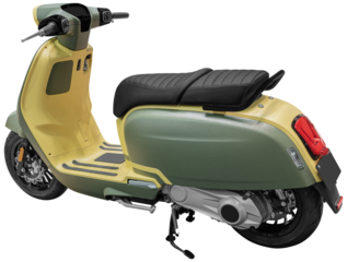 Green and yellow retro scooter