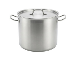 Stainless steel stockpot with lid isolated on transparent background