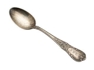 Antique metal spoon isolated on transparent background
