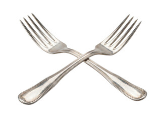 Crossed stainless forks isolated on transparent background