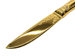 Golden knife isolated on transparent background