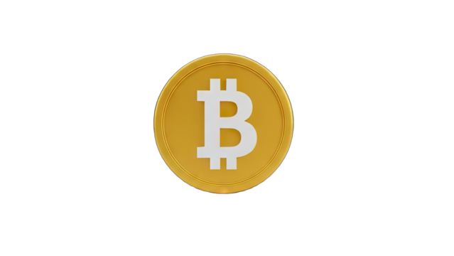 Shiny Golden Bitcoin Cryptocurrency Coin With White B Symbol Isolated On Transparent Background Digital Asset Financial Technology - Powered by Adobe