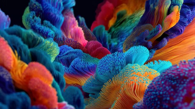 Colorful abstract patterns create a stunning visual display resembling vibrant coral reefs or waves in deep ocean water