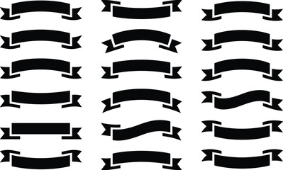 Black Ribbon Banners with Varying Curves and End Styles
