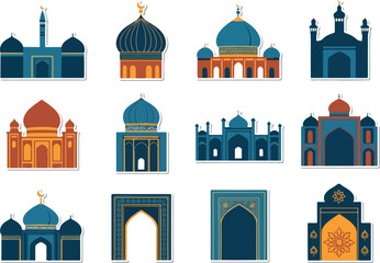 Obraz premium Collection of Islamic Mosques A Variety of Dome Shapes and Architectural Designs