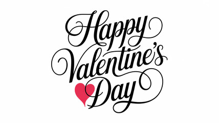 A beautiful "happy valentine's day" greeting in black script font with a romantic red heart