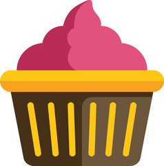 Sweet cupcake with pink frosting, representing concepts of bakery, dessert, and sweet treats