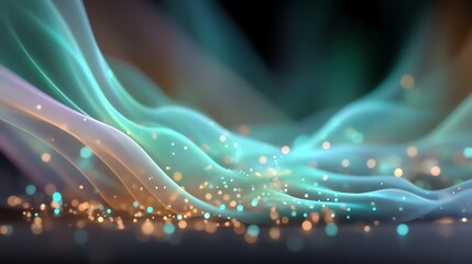 Abstract digital waves with shimmering particles create a mesmerizing visual effect, perfect for background designs