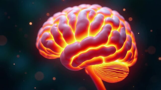 Video A detailed view of a pink brain on a dark background, suitable for medical or educational s