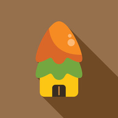 Colorful vector illustration of a whimsical house showcasing an eco friendly design, blending nature and architecture