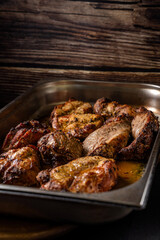 Rustic Oven Roasted Pork Steaks In Tray