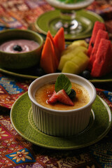 Crème Brûlée Dessert with Fresh Fruits
