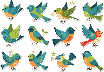 Cartoon Birds Stickers A Collection of Colorful Avian Designs for Crafts and Decorations