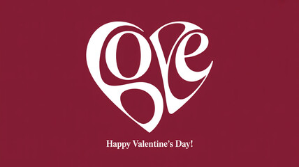 Happy valentine's day message featuring a unique heart shape made from the word love