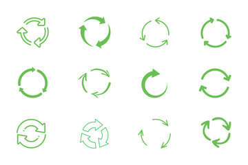Vector set of green eco icons for ecology and nature design with leaf, recycling, earth, and plant symbols