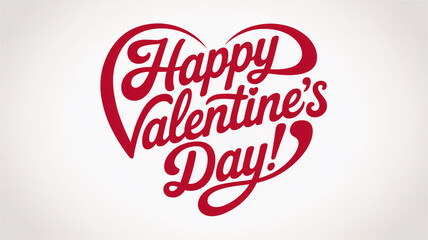 Festive red calligraphy spelling 'happy valentine's day' arranged creatively within a heart outline.