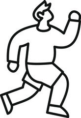 Dynamic line art depicting a young man running with one arm raised, ideal for sports and fitness concepts