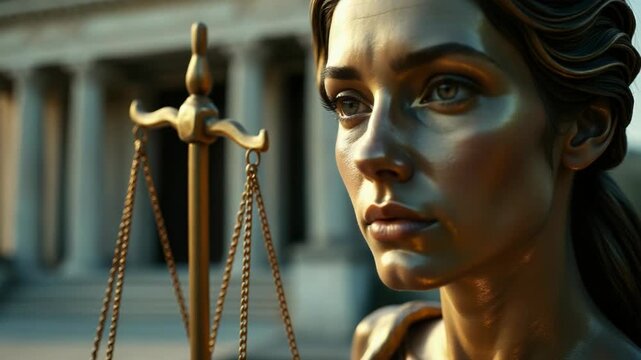 Video A woman holds a scale of justice symbolizing fairness and equality, suitable for law or morality themed concepts