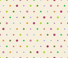 Dots pattern seamless random. Repeating colorful polka dot background. Editable vector illustration.