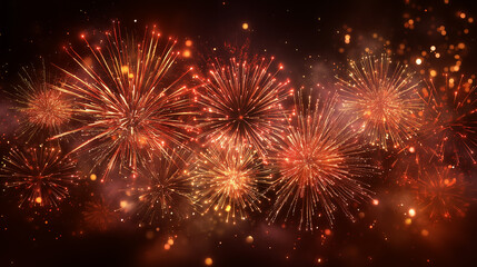 Fototapeta premium a panoramic view of fireworks for new year's celebration. Happy new year, Christmas concept, firework, celebration, party 2026.