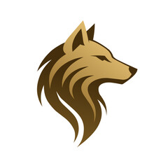 Golden Wolf Logo Illustration — Stylized Wolf Head Vector